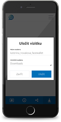 Screen, FaceWallet - Vaše digitální vizitka